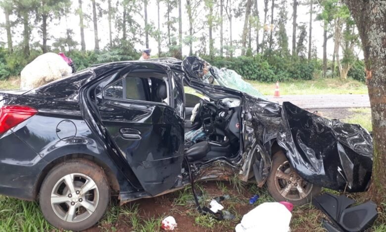 Jovem morre após carro da família bater contra árvore