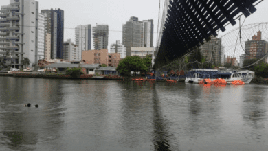 Cabo de ponte se rompe e dezenas de pessoas caem no rio