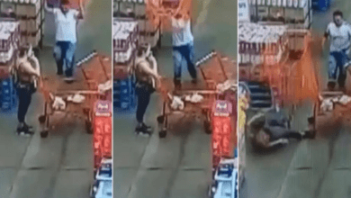 Vídeo - Homem joga carrinho de compras em mulher dentro de supermercado