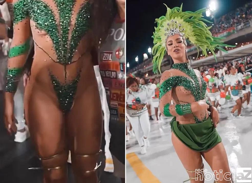 Musa da Grande Rio fica com tapa-sexo "pendurado" durante ensaio