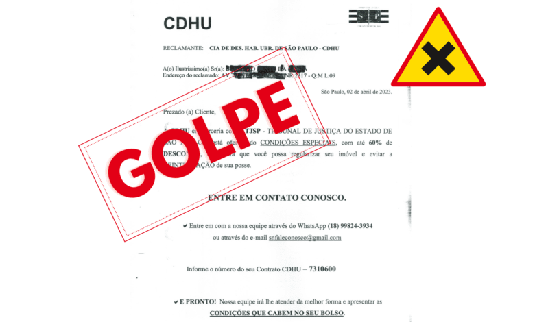 Alerta de Golpe: cartas falsas da CDHU estão sendo entregues em Guaíra