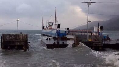 Homem resgata cão de afogamento na balsa