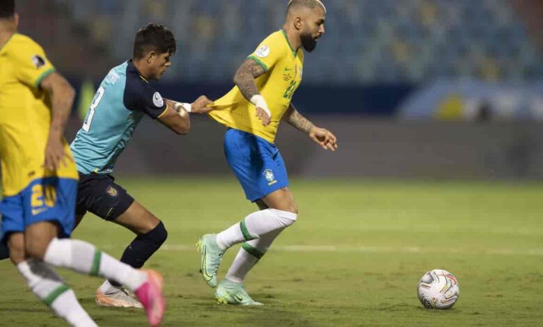 O Brasil empatou em 1 a 1 com o Equador, na noite deste domingo (27) no estádio Olímpico de Goiânia, pela 5ª rodada do Grupo B da Copa América. Com