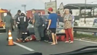 Acidente em via de Praia Grande deixa motociclista ferido