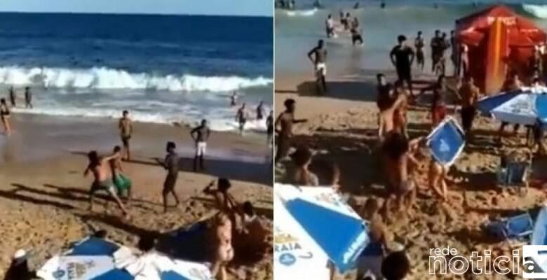 VÍDEO - Confusão em praia badalada de Salvador acaba em pancadaria