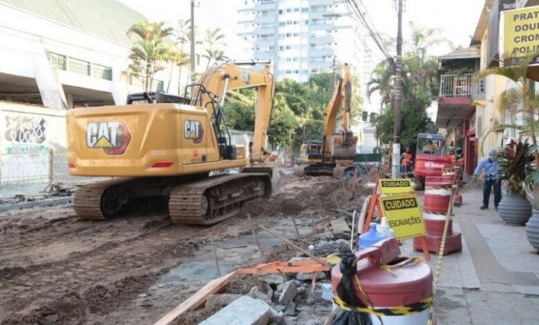 Interdição da Campos Melo para obras do VLT de Santos vai até dezembro