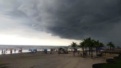 Defesa Civil alerta para temporal acompanhado de raios na Baixada Santista