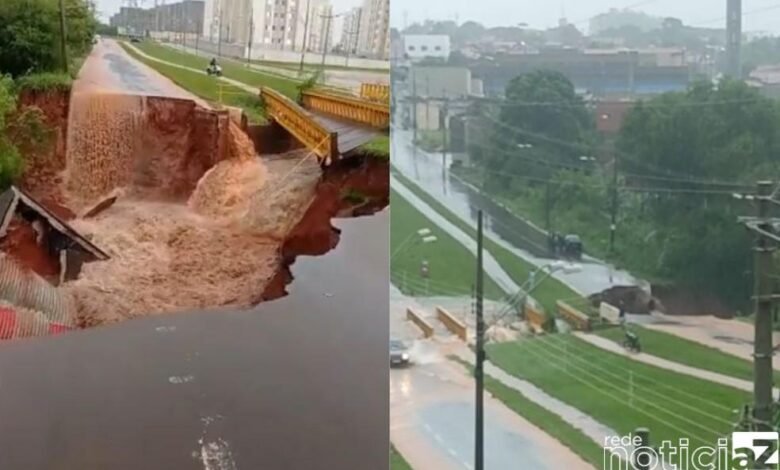 Enxurrada invade ruas e avenidas de cidade do Interior de São Paulo