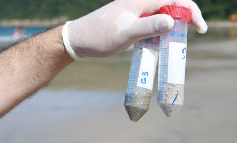 Qualidade da areia das praias de Guarujá são monitoradas por laboratório