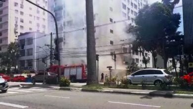 VÍDEO - Famoso restaurante de Santos sofre incêndio e fumaça assusta moradores