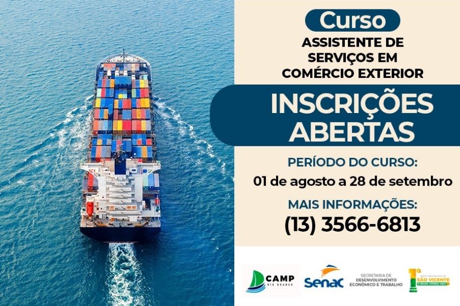 Curso de "Assistente de Serviços em Comércio Exterior" abre inscrições