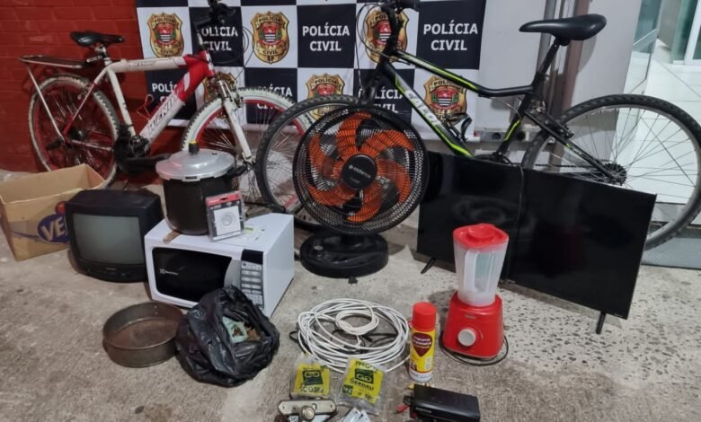 Polícia prende homem em flagrante e recupera diversos objetos furtados