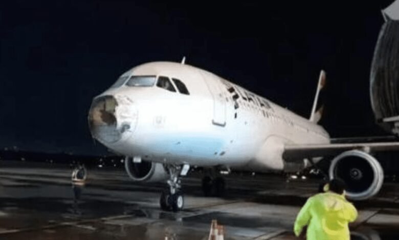 VÍDEO: Aeronave teve o "bico" arrancado durante a turbulência provocando desespero dos passageiros