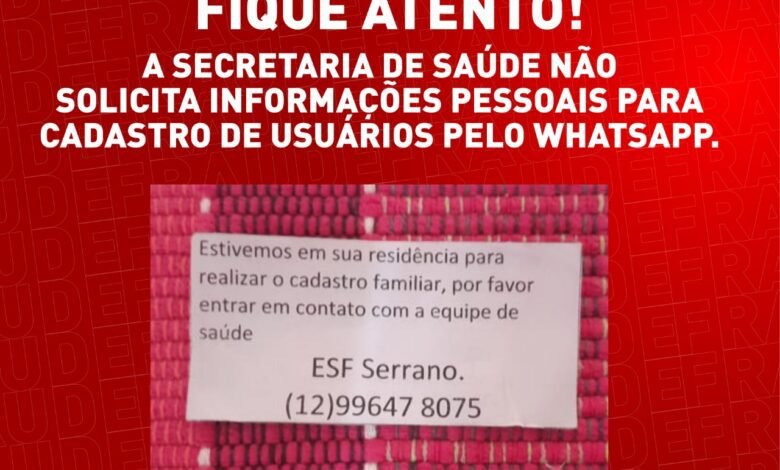 Prefeitura de São Sebastião alerta população sobre golpe usando nome da Secretaria de Saúde (SESAU)