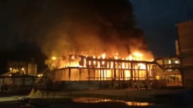 Torre de resfriamento de empresa de fertilizantes em Cubatão é atingida por incêndio