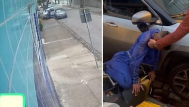 VÍDEO - Mulher atropela bandidos e salva o marido em Santos