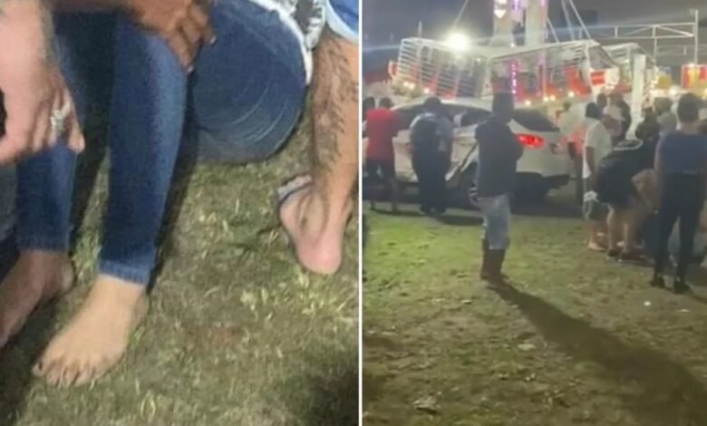 Carro desgovernado invade parque de diversões em Praia Grande