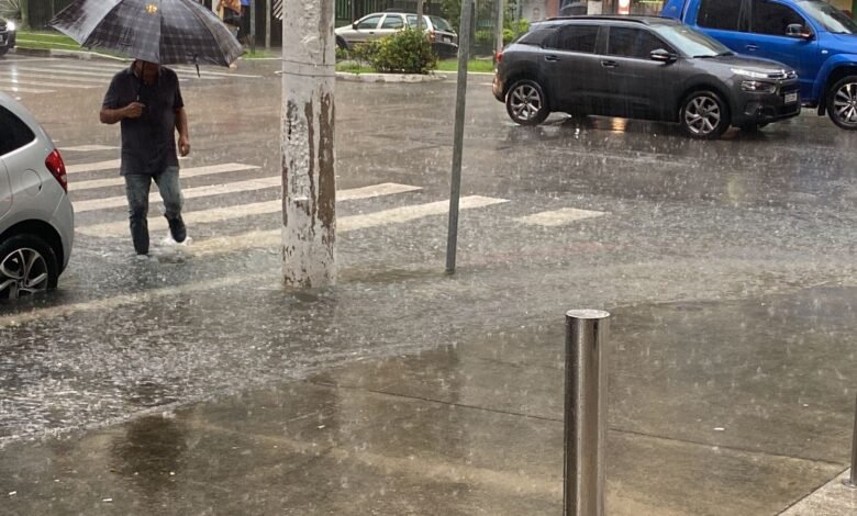 VÍDEO - Forte temporal provoca alagamentos e caos em Santos