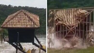 Posto de guarda-vidas em Bertioga é destruído por ressaca