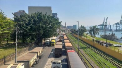 Caminhoneiros paralisam serviços na cidade de Santos