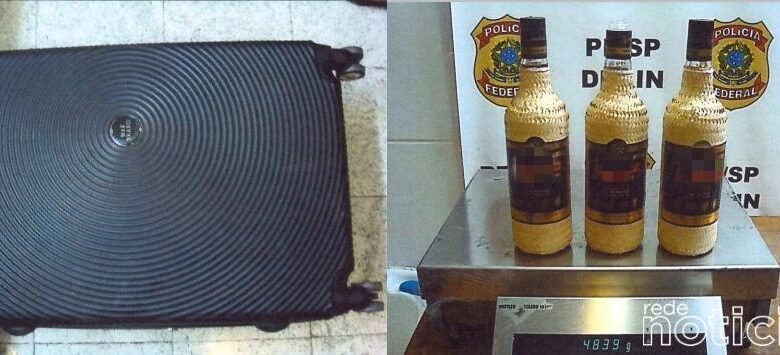 Polícia Federal apreende 4kg de cocaína escondidas em garrafas de cachaça