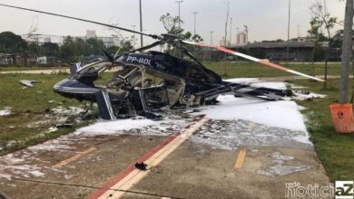 Helicóptero cai em São Paulo e deixa dois feridos