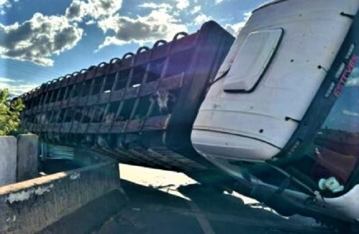 Caminhão tomba em acidente no trevo de acesso em Barretos