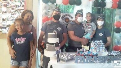 Samuel de 4 anos convidou a Pm para o aniversário
