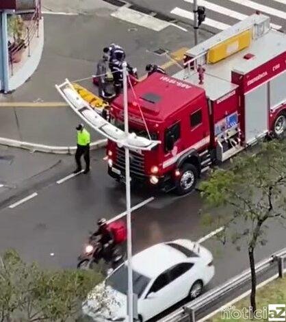Homem é contido e recebe atendimento do SAMU em Jundiaí