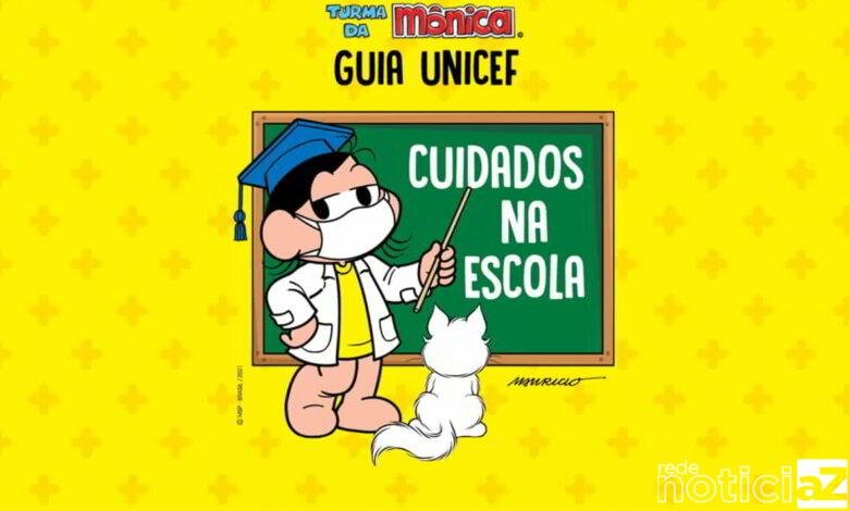 A Turma da Mônica é a estrela de guia lançado(22) com orientações para a prevenção do novo coronavírus na volta às aulas. A cartilha Cuidados na Escola