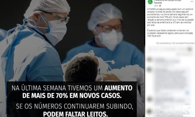 Alerta! Com aumento de casos Campo Limpo está em falta de leitos Covid