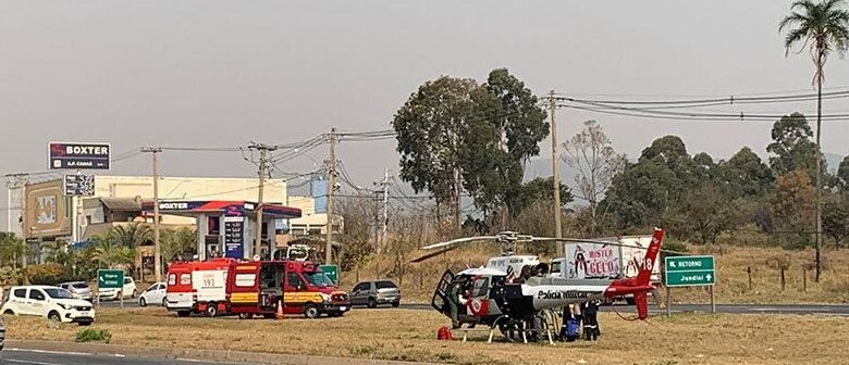 Homem é atropelado em estrada de Jundiaí e é salvo pelo helicóptero Águia