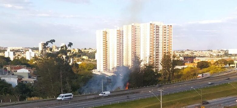 Incêndio atinge mata em Marginal da Anhanguera