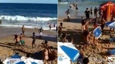 VÍDEO - Confusão em praia badalada de Salvador acaba em pancadaria