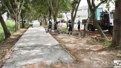 Parque Linear conta com obra em pista de caminhada