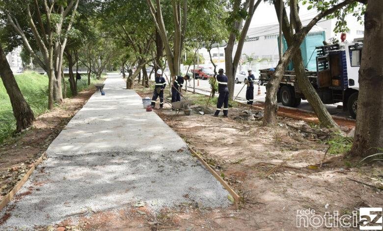 Parque Linear conta com obra em pista de caminhada