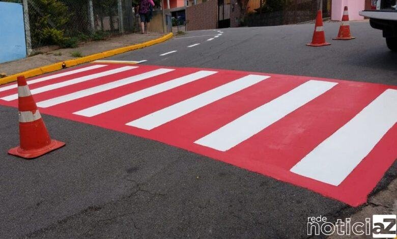 Sinalização próximas às escolas de Várzea Paulista recebem novas pinturas