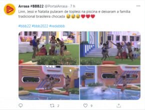 Sisters comemoram não eliminação fazendo toplesse na piscina