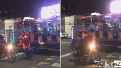 VÍDEO - Motociclista atropela "Fofão" e assusta pedestres