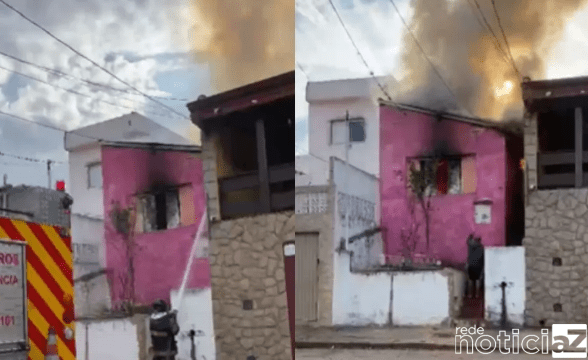 Casa pega fogo em Jundiaí