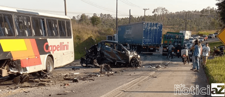 Carro e ônibus se envolvem em grave acidente em Jundiaí e mata uma pessoa