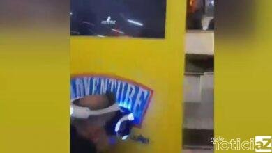 VÍDEO - Idoso viraliza após cair em brinquedo de realidade virtual em shopping de Santos