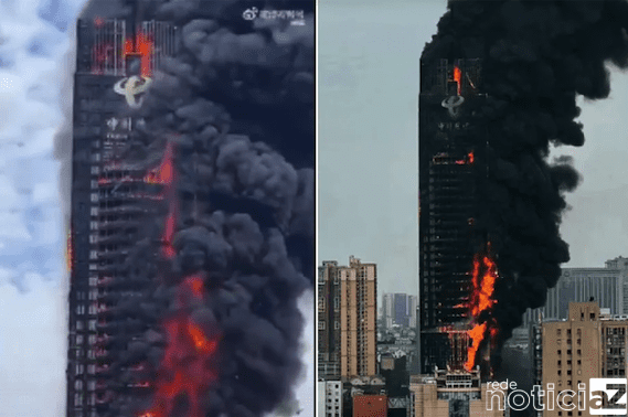 Incêndio atinge um dos maiores prédios da China