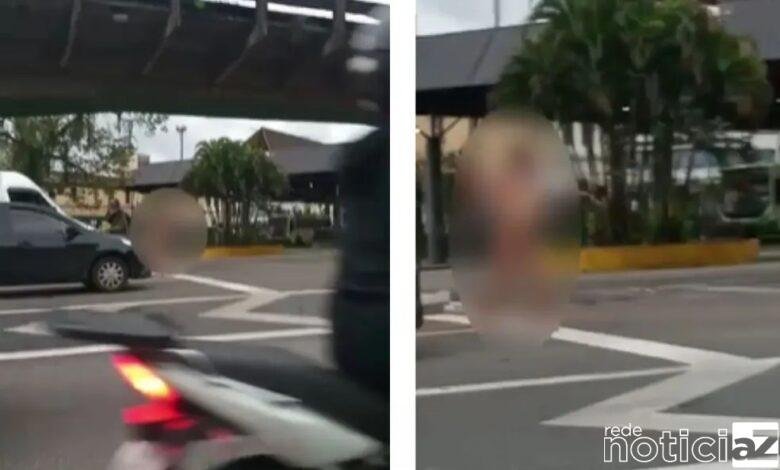 VÍDEO - Mulher é filmada nua pelas ruas do centro de Santos
