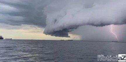 Nuvem gigante traz temporal e rajadas de até 139 Km/h no Litoral
