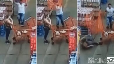 Vídeo - Homem joga carrinho de compras em mulher dentro de supermercado