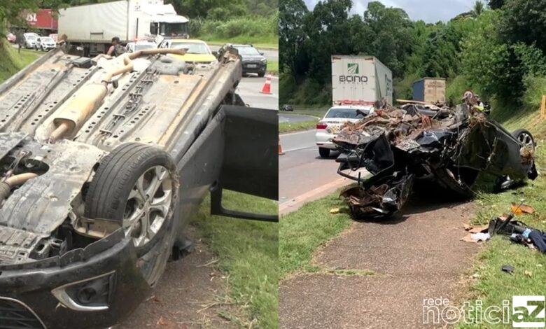 Carro bate de frente em caminhão e motorista morre