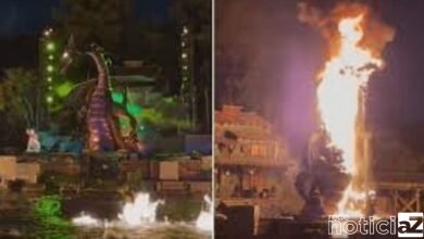 Um dragão de 10 metros de altura que fazia parte do show "Fantasmic" da Disney Califórnia pegou fogo na noite de sábado