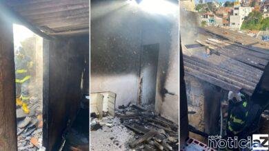 Casas ficam totalmente destruídas após incêndio em Várzea Paulista