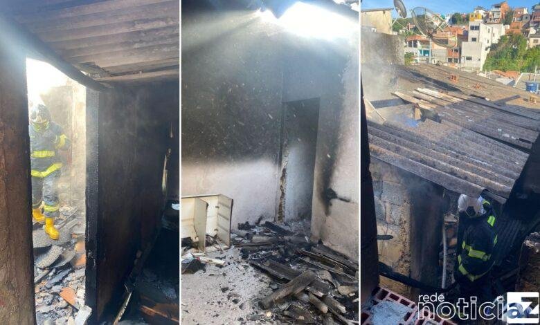 Casas ficam totalmente destruídas após incêndio em Várzea Paulista